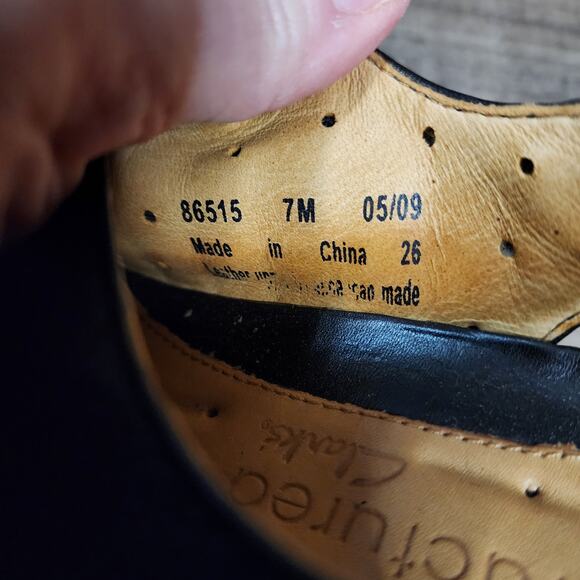 Pre-owned Clarks Unstructured black lea Trot shoes size 7 SHLF - Picture 9 of 9